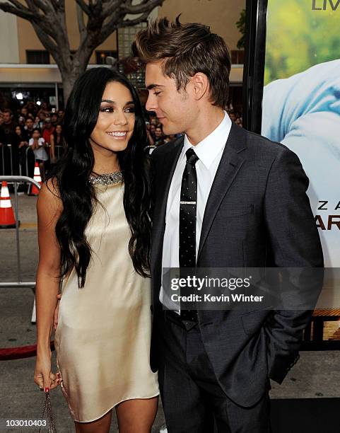 Actors Vanessa Hudgens and Zac Efron arrive at the premiere of Universal Pictures' "Charlie St. Cloud" at the Village Theater on July 20, 2010 in Los...
