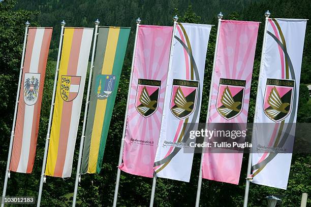 Flags of Palermo outside the Sportarena during a Palermo training session on July 13, 2010 in Bad Kleinkirchheim, Austria.