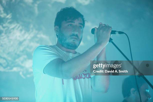 Chris Taylor, Ed Droste, and Daniel Rossen of Grizzly Bear perform at Iron City on September 9, 2018 in Birmingham, Alabama.