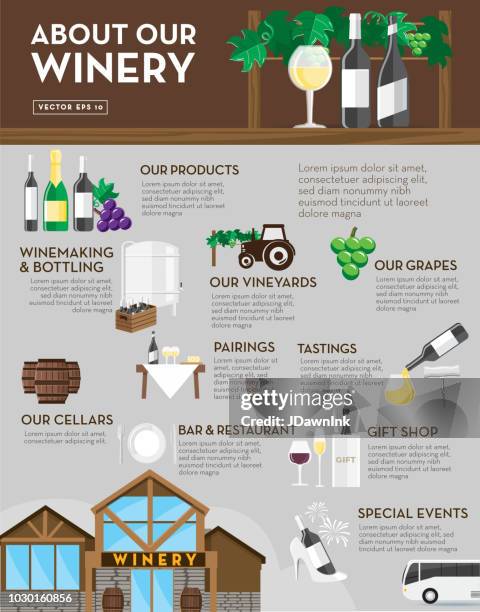 winery sales sheet design template layout - distillery stock illustrations