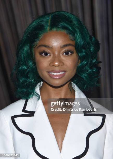 Skai Jackson attends the #BoF500 gala dinner during New York Fashion Week Spring/Summer 2019 at 1 Hotel Brooklyn Bridge on September 9, 2018 in...