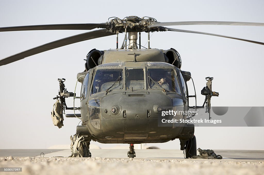 Front view of a UH-60L Black Hawk helicopter.