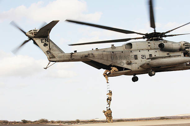 Air Force pararescuemen conduct a combat insertion and extraction exercise in Djibouti, Africa.