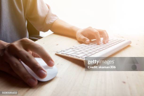 selective focus mouse and keyboard and laptop computer - keypad ストックフォトと画像