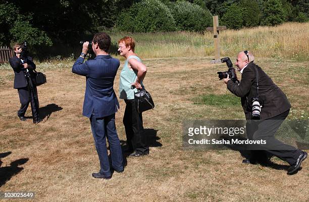 Russian President Dmitry Medvedev and Finland's President Tarja Halonen visit the Seili Island in Baltic Sea, Finland, on July 21, 2010. Both...