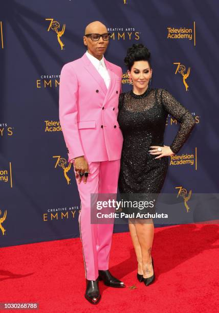 Personality RuPaul and Singer Michelle Visage attend the 2018 Creative Arts Emmy Awards - Day 2 at the Microsoft Theater on September 9, 2018 in Los...