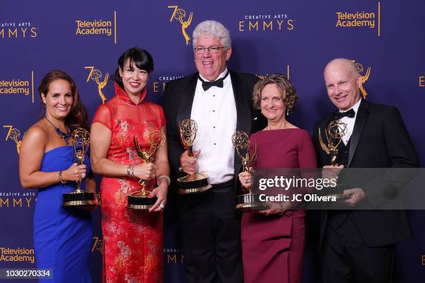 Emelie Scaminaci, Ka-Lai Wong, Raymond Hoover, Lyn Noland, and Mark S. Renaudin winners of the award for outstanding technical direction, camerawork,...