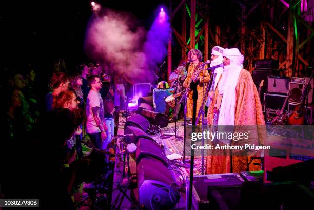 Tinariwen performs on the Treeline stage at Pickathon festival in Happy Valley, Oregon, on 3rd August, 2018.