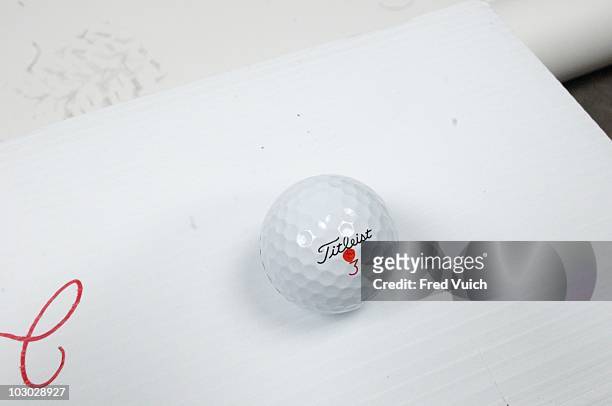 Arnold Palmer Invitational: Studio shot of Titleist Pro V1x golf ball of Jonathan Byrd on Tuesday before tournament at Bay Hill Club & Lodge....