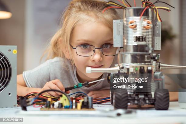 engineer - small smart girl stock pictures, royalty-free photos & images