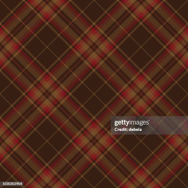 stockillustraties, clipart, cartoons en iconen met bruin en rood schotse tartan geruite textiel patroon - harlekijn