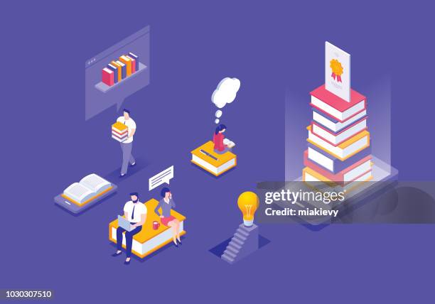 online education - student thinking illustration stock illustrations