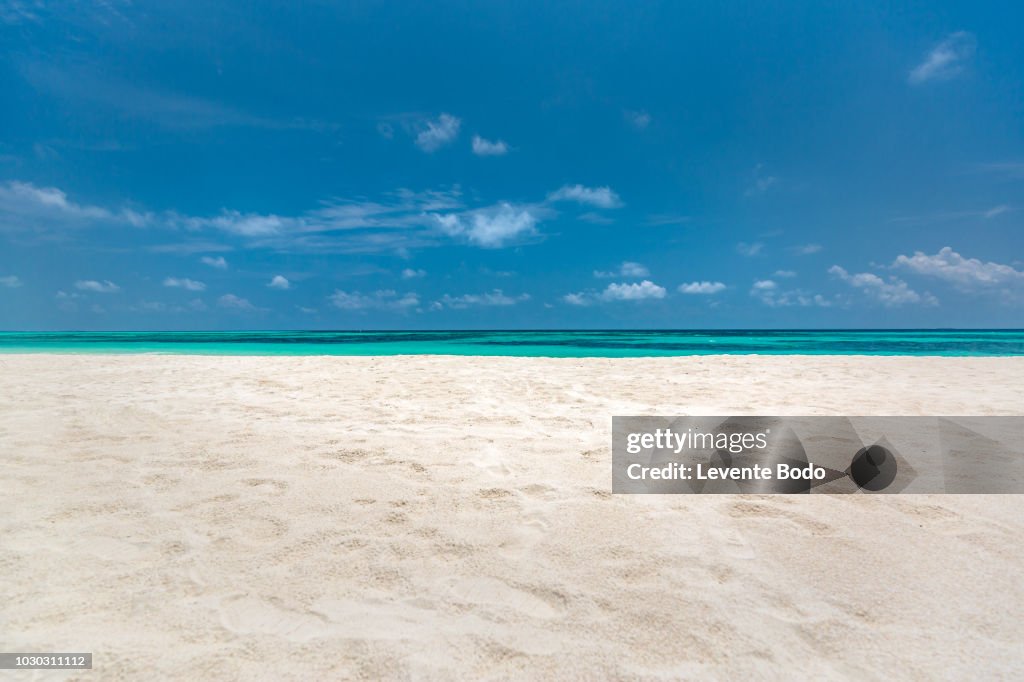 Empty beach sea sand sky and summer day