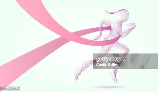 brust krebs bewusstsein run - cancer ribbon stock-grafiken, -clipart, -cartoons und -symbole