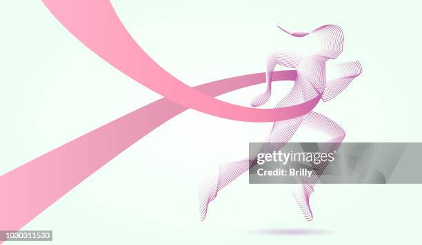 illustrations, cliparts, dessins animés et icônes de breast cancer awareness run - octobre rose