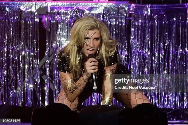 Ke$ha performs at Rihanna's 'Last Girl On Earth' tour at the Staples Center on July 21, 2010 in Los Angeles, California.