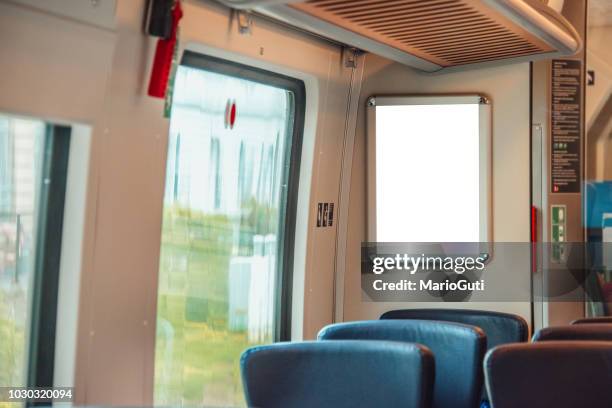 advertisement panel inside train - subway billboard stock pictures, royalty-free photos & images