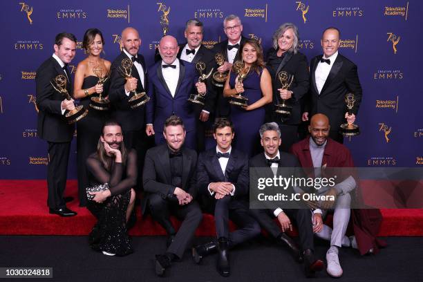 Jonathan Van Ness, Bobby Berk, Antoni Porowski, Tan France, Kamaro Brown, and David George, Jordana Hochman, Rob Eric, David Collins, Michael...