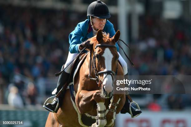 Luciana Diniz of Portugal riding Fit for Fun 13 during the CP 'International' Grand Prix presented by Rolex, an individual jumping equestrian event...