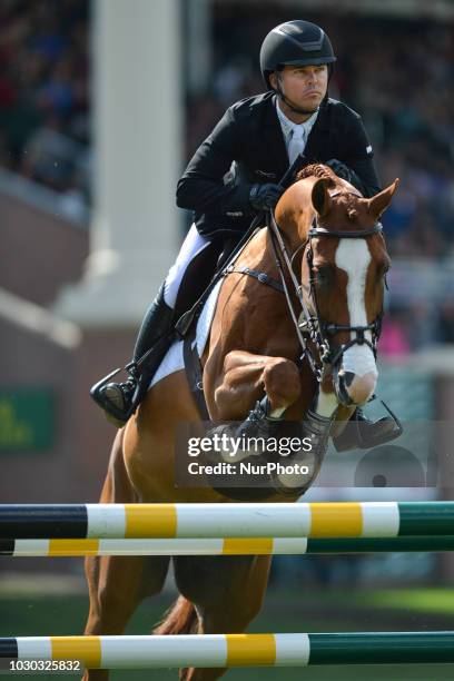 Kent Farrington of USA riding Creedance during the CP 'International' Grand Prix presented by Rolex, an individual jumping equestrian event on the...