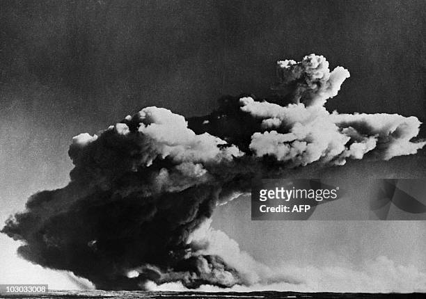 Picture taken 03 October 1952 of the test of the british first nuclear bomb, in the Archipelago of Montebello.