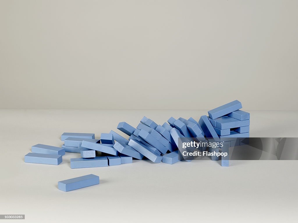 Pile of collapsed building blocks