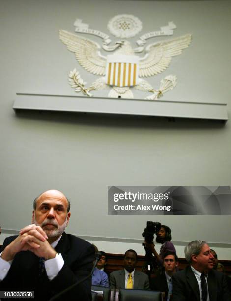 Federal Reserve Board Chairman Ben Bernanke testifies during a hearing before the House Financial Services Committee July 22, 2010 on Capitol Hill in...