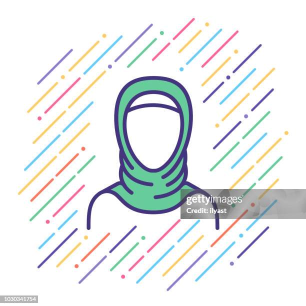 ilustrações de stock, clip art, desenhos animados e ícones de arabian woman line icon - hijab
