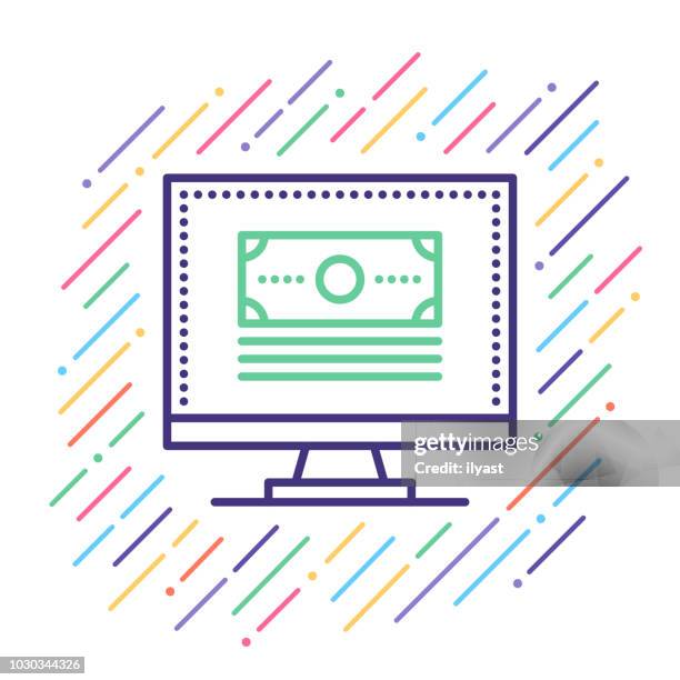 fintech line icon - digital banking experience stock illustrations
