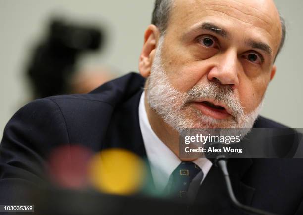 Federal Reserve Board Chairman Ben Bernanke testifies during a hearing before the House Financial Services Committee July 22, 2010 on Capitol Hill in...