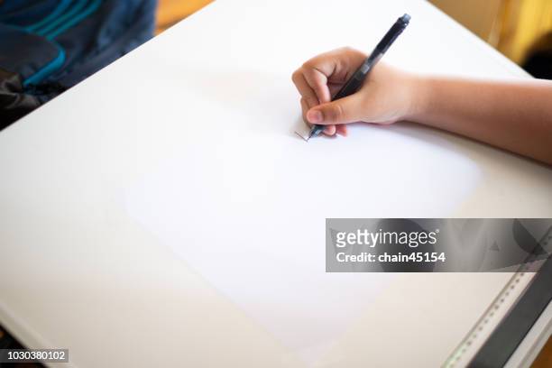 the drawing sketch of layout factory or business model or create an artwork for creating the picture in industry and business by using a pencil drawing on the white paper. - schetsblok stockfoto's en -beelden