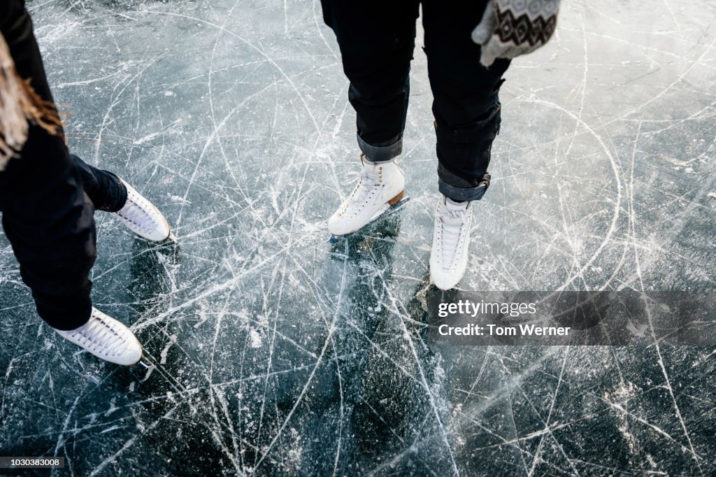 Figure Skater's Ice Skates From Above