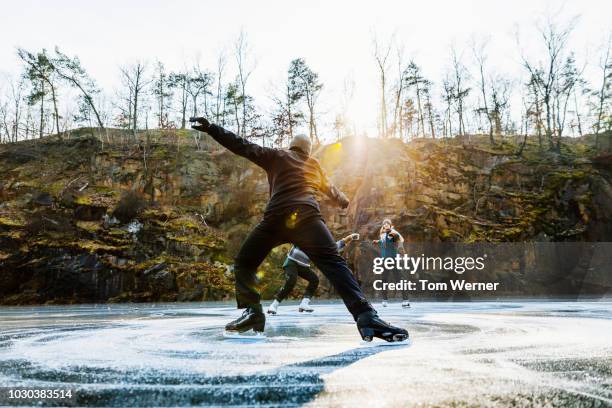 group of friends figure skating together - amateur photography stock pictures, royalty-free photos & images