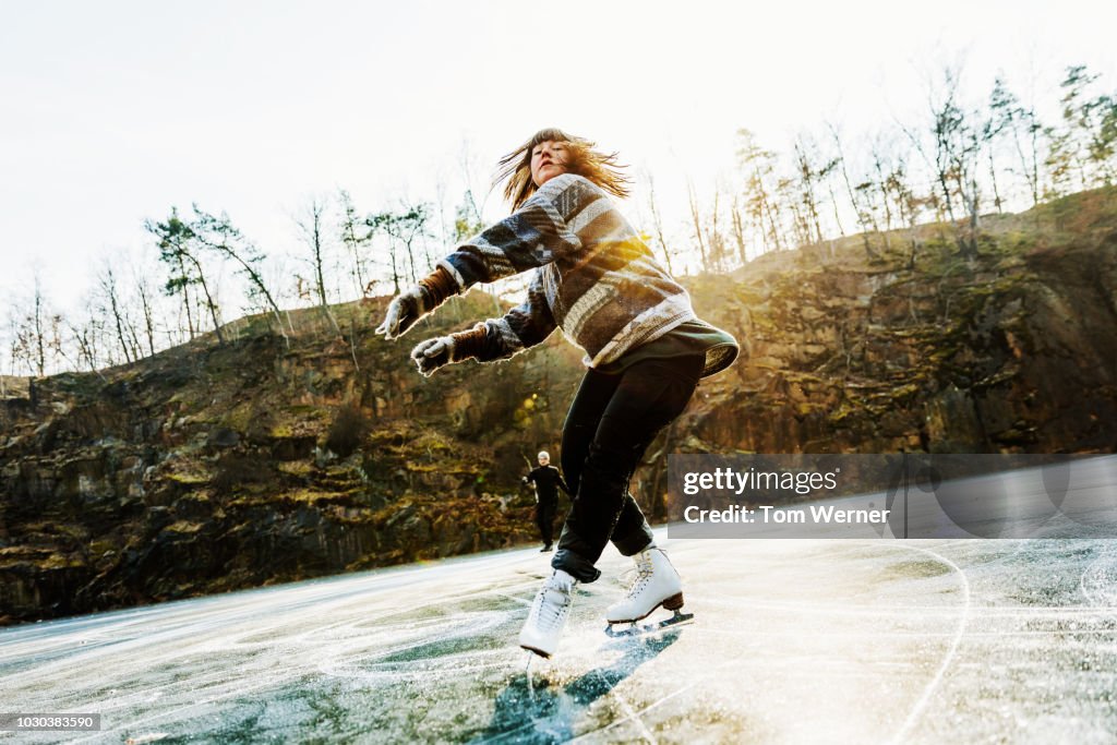 Amateur Figure Skater Mid Twirl