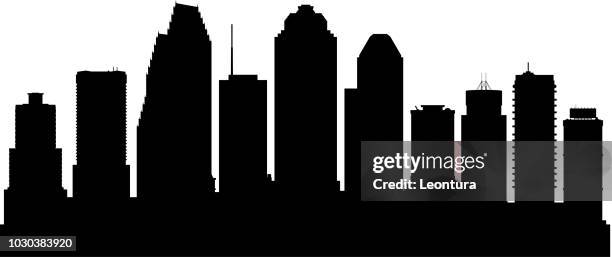 ilustrações, clipart, desenhos animados e ícones de houston (todos os edifícios estão completos e móveis) - houston skyline