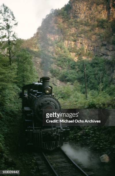 Vintage narrow guage steam engine on the East Tennessee & Western North Carolina railway running the 65 miles between Johnson City, Tennessee and...