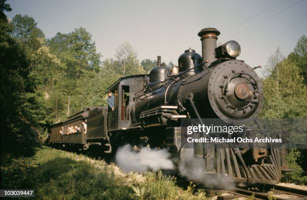 Vintage narrow guage steam engine on the East Tennessee & Western North Carolina railway running the 65 miles between Johnson City, Tennessee and...