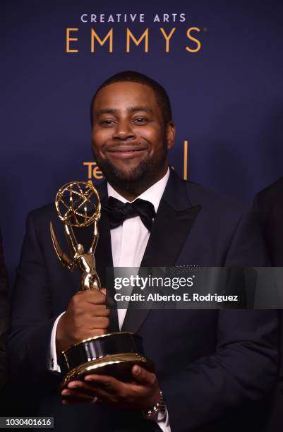 Kenan Thompson poses in the press room during the 2018 Creative Arts Emmys at Microsoft Theater on September 9, 2018 in Los Angeles, California.