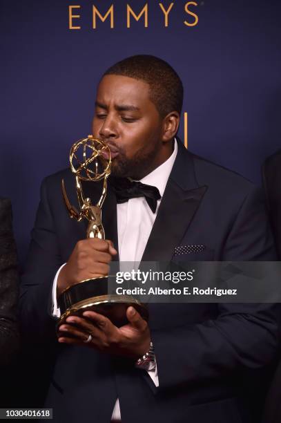 Kenan Thompson poses in the press room during the 2018 Creative Arts Emmys at Microsoft Theater on September 9, 2018 in Los Angeles, California.