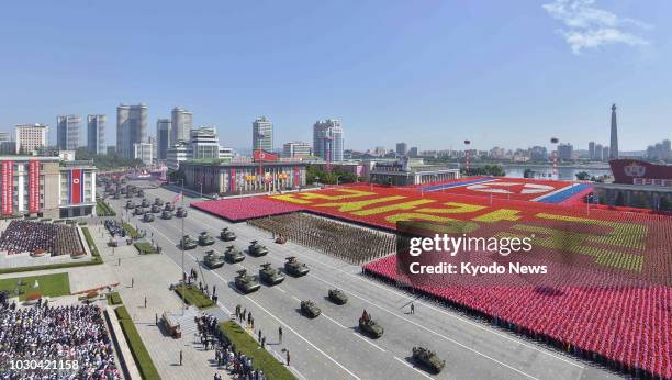 Military parade is held in Pyongyang's Kim Il Sung Square on Sept. 9 celebrating the 70th anniversary of North Korea's founding. ==Kyodo