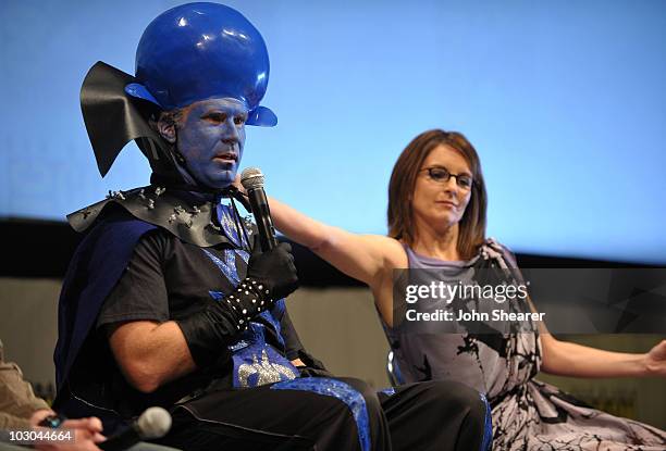 Actor Will Ferrell and actress Tina Fey speak at the "Megamind" panel during Comic-Con 2010 at San Diego Convention Center on July 22, 2010 in San...