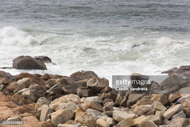 olas rompiendo contra las rocas en el océano atlántico - océano atlántico photos et images de collection
