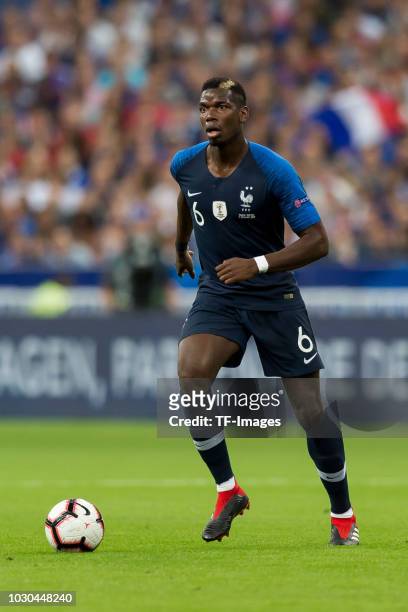 Paul Pogba of France controls the ball during the UEFA Nations League A group one match between France and Netherlands at Stade de France on...