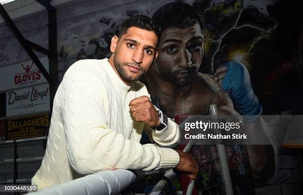 Amir Khan poses for a portrait during a media day at the Amir Khan Boxing Academy on September 10, 2018 in Bolton, England.
