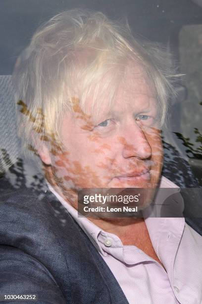 Former Foreign Secretary Boris Johnson arrives at his home on September 10, 2018 in Thame, England.