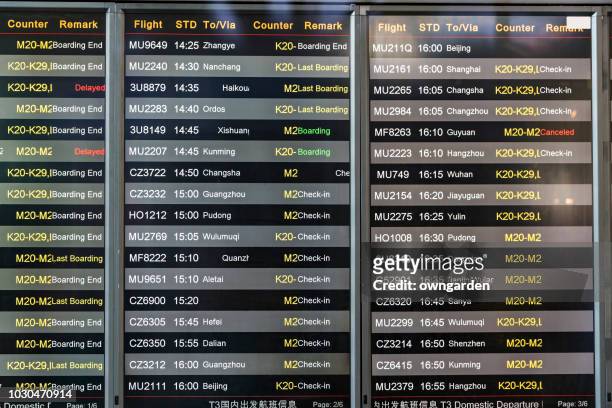 flights departures board - staking stockfoto's en -beelden