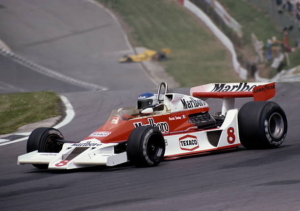 PatrickTambay drives the Marlboro Team McLaren M26 Ford Cosworth during the British Grand Prix on 16 July 1978 at the Brands Hatch circuit in...