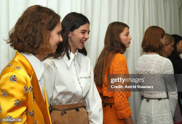 Models prepare backstage for TRESemme At Carolina Herrera during New York Fashion Week on September 10, 2018 in New York City.