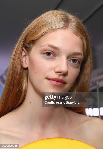 Models pose backstage for TRESemme At Carolina Herrera during New York Fashion Week on September 10, 2018 in New York City.