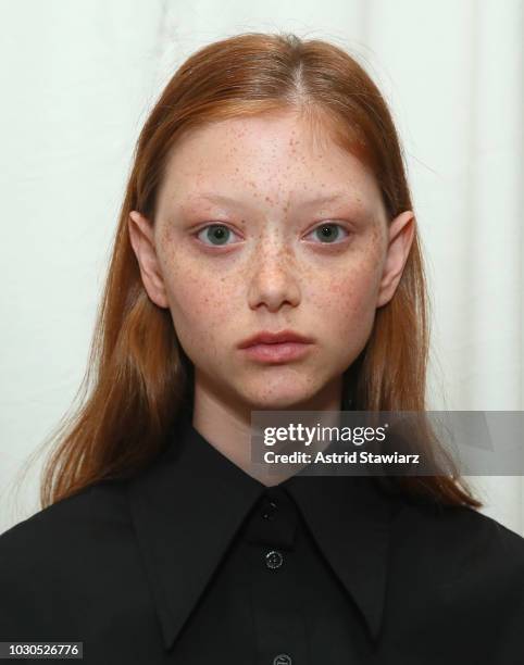 Models pose backstage for TRESemme At Carolina Herrera during New York Fashion Week on September 10, 2018 in New York City.